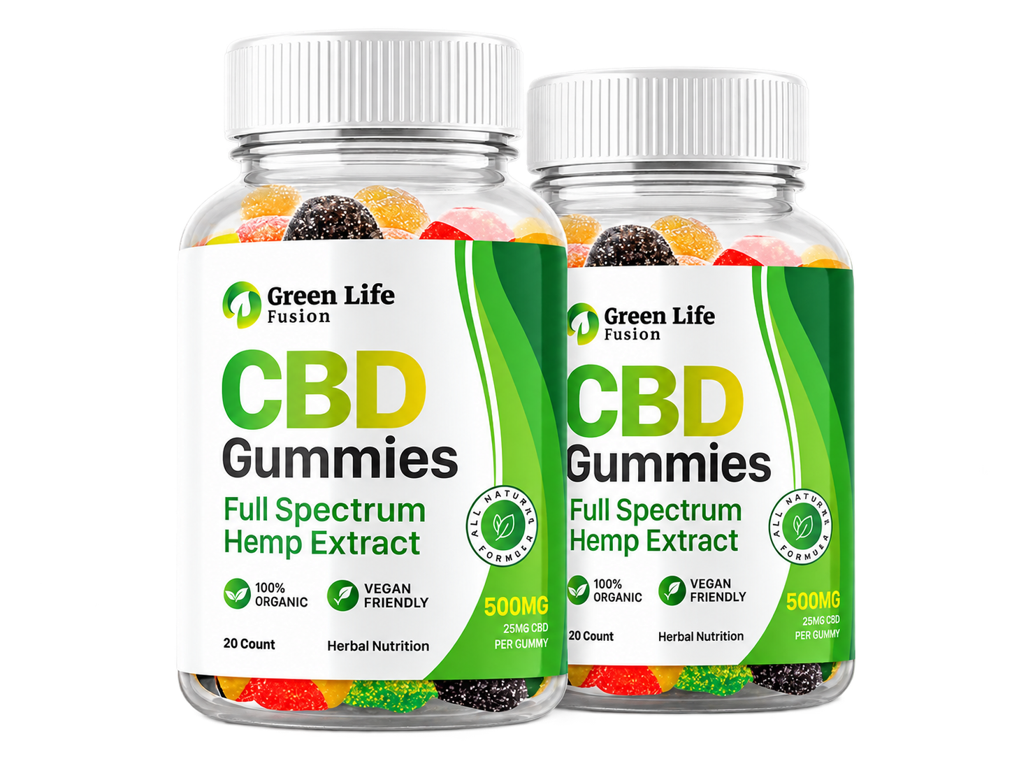 Two bottle Green Life Fusion CBD Gummies package